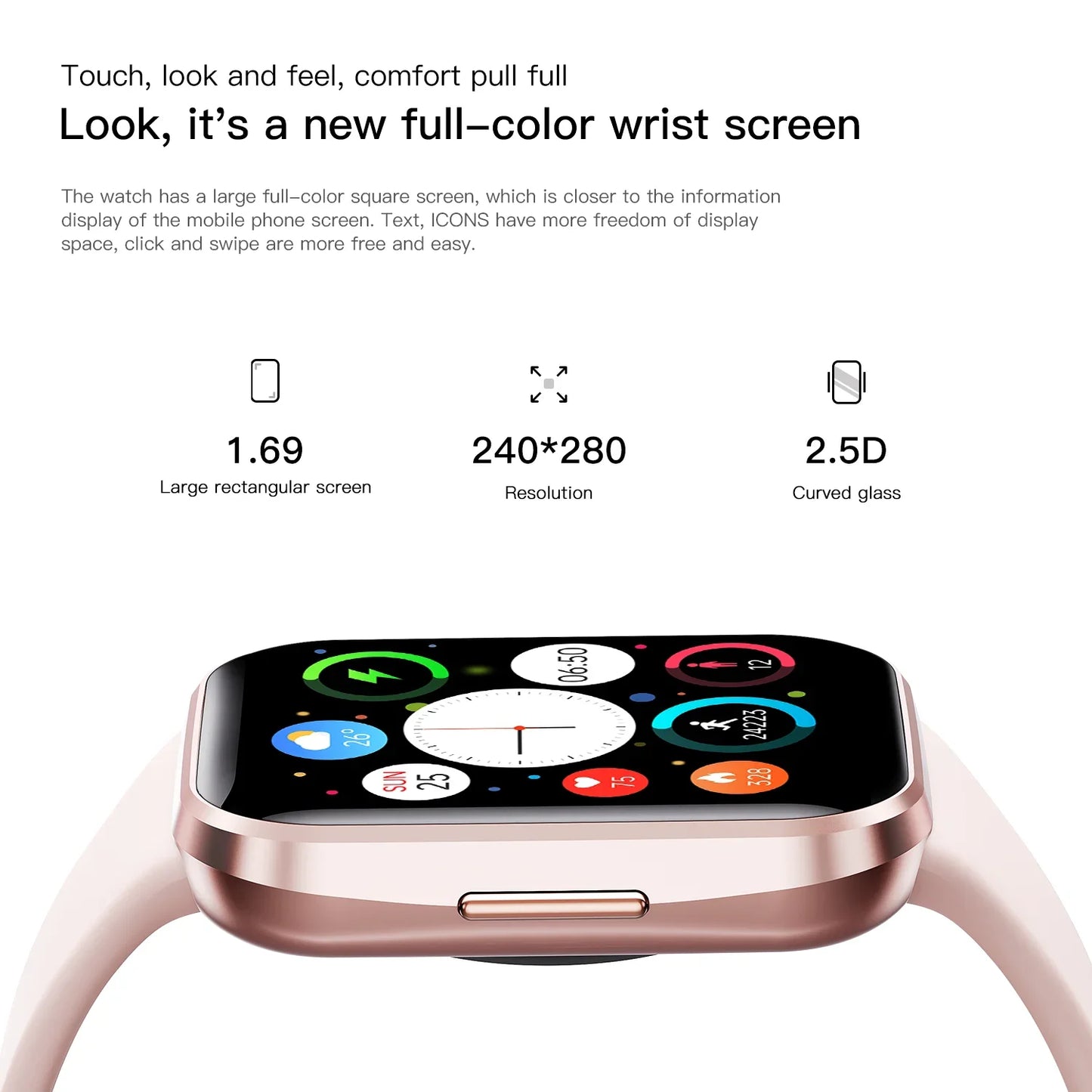 Relógio Inteligente de Luxo 2024 para Homens e Mulheres - Monitor de Fitness - À Prova d'Água - Pulseira Esportiva Estilosa - Compatível com IOS e Android