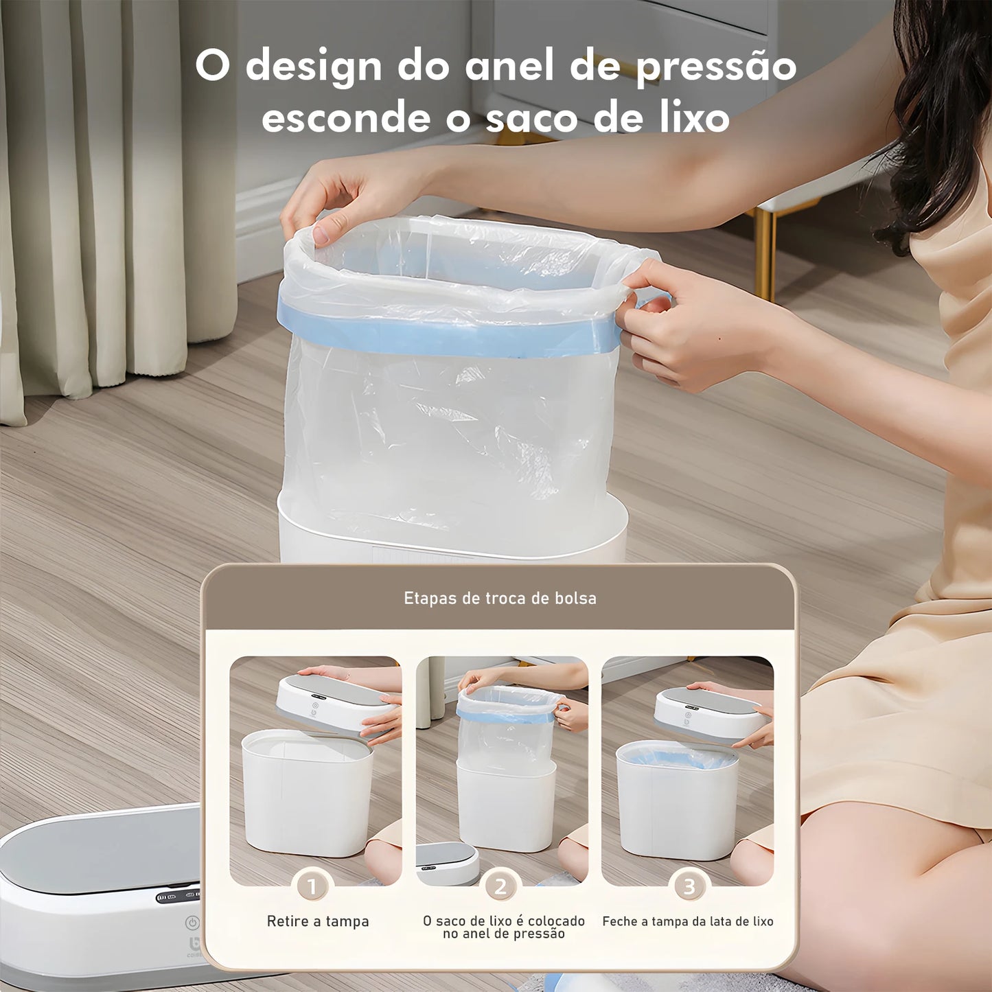 Lixeira Automática com Sensor, Lixeira de Banheiro, Lixeira Automática, Lixeira para Cozinha, Lixeira Inteligente com Sensor, 12L