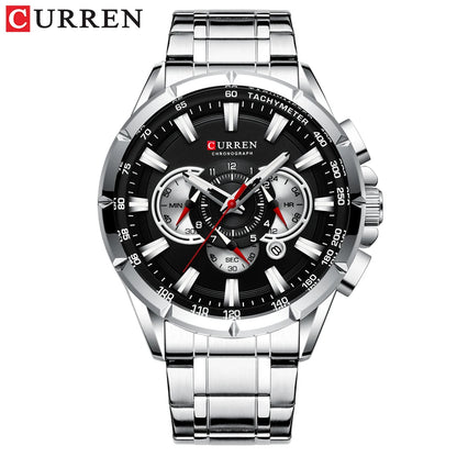 Relógio Masculino Curren 8363 - Aço Inoxidável, Luxuoso e Multifuncional com Movimento Quartzo