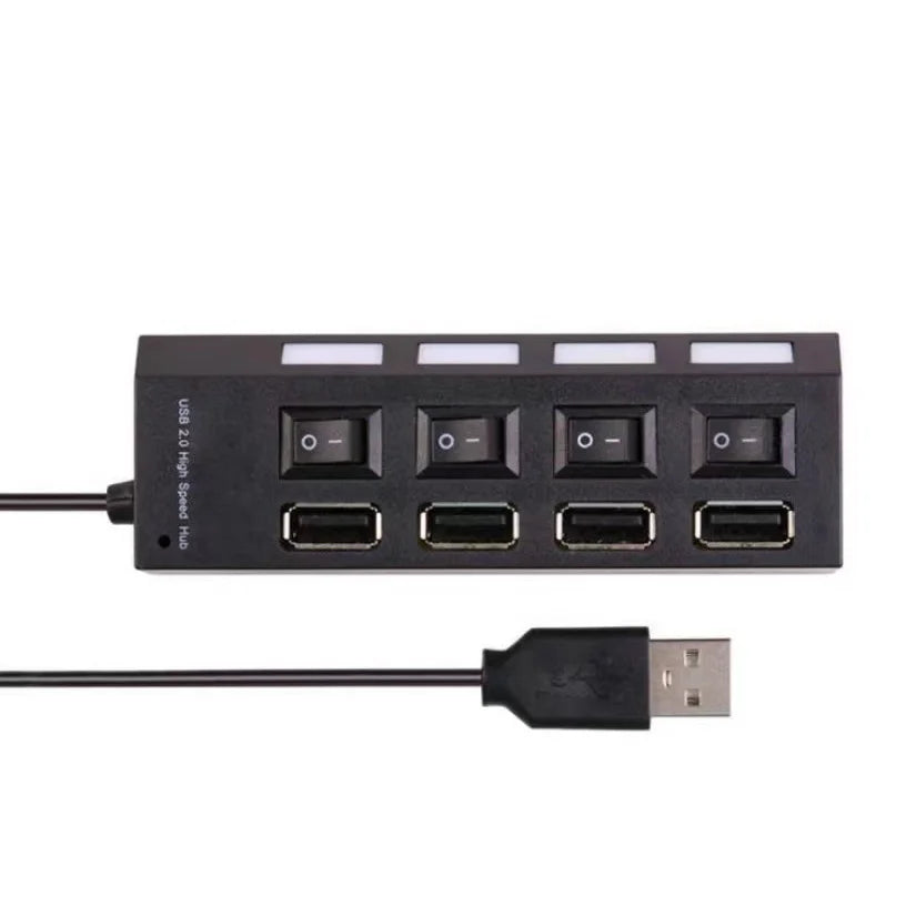 Hub USB com 4 Entradas USB 2.0 de Alta Velocidade com Botão Liga Desliga