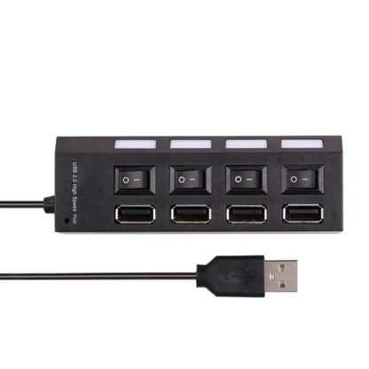 Hub USB com 4 Entradas USB 2.0 de Alta Velocidade com Botão Liga Desliga