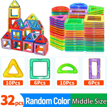 Blocos de Construção Magnéticos - Brinquedos Magnéticos de Tamanho Médio - Brinquedos de Construção - Brinquedos Educativos de Aprendizado com Imãs.
