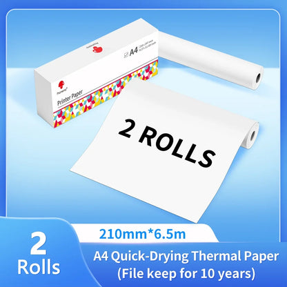 Phomemo M08F Impressora Térmica Portátil + Papel Térmico 50/80/110mm A4 Secagem Rápida - Compatível com M832/M834/M835 - Ideal para Estudo e Trabalho