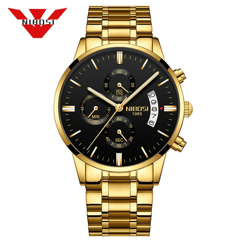 Nibosi relógios masculinos de luxo marca superior relogio masculino famoso moda casual vestido relógio militar quartzo relógios pulso saat