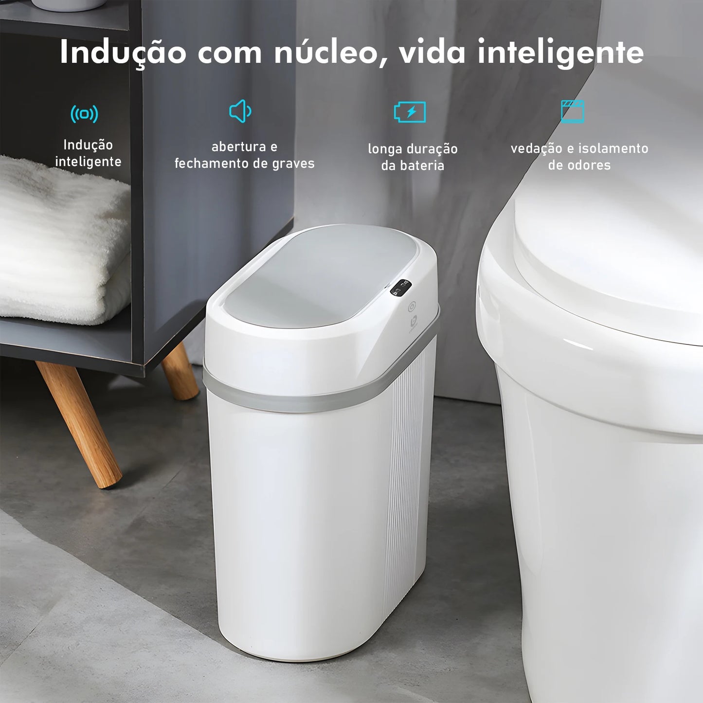 Lixeira Automática com Sensor, Lixeira de Banheiro, Lixeira Automática, Lixeira para Cozinha, Lixeira Inteligente com Sensor, 12L