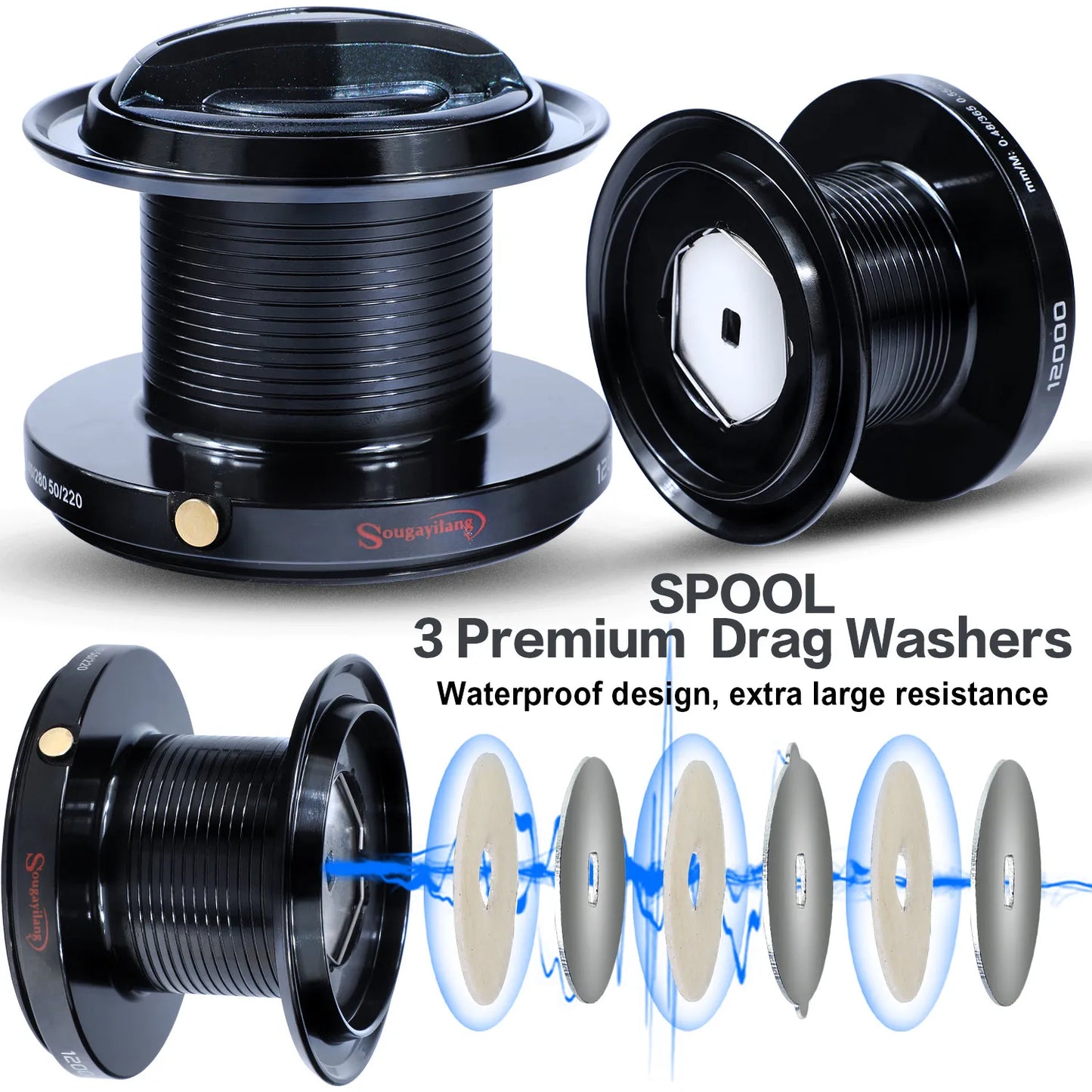 Molinete Pesca, ideal para arremeços de longa distância, Max 25kg, DYD9000