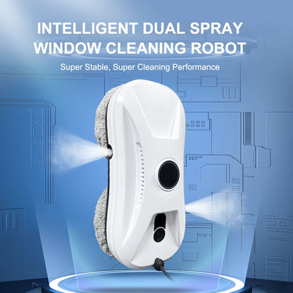 Robô de Limpeza Inteligente de Vidros com Função de Pulverização Automática de Água e Sistema Magnético Antiqueda.