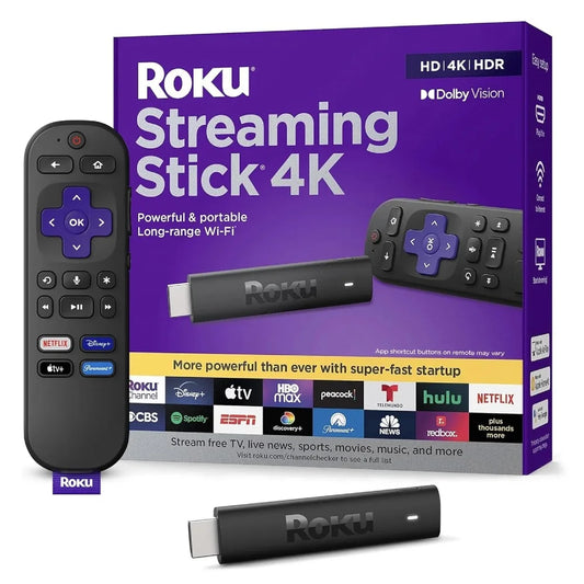 Acessório de TV Ao Vivo, Roku Streaming Stick 4K Original - HDR Dolby Vision, Controle Remoto por Voz