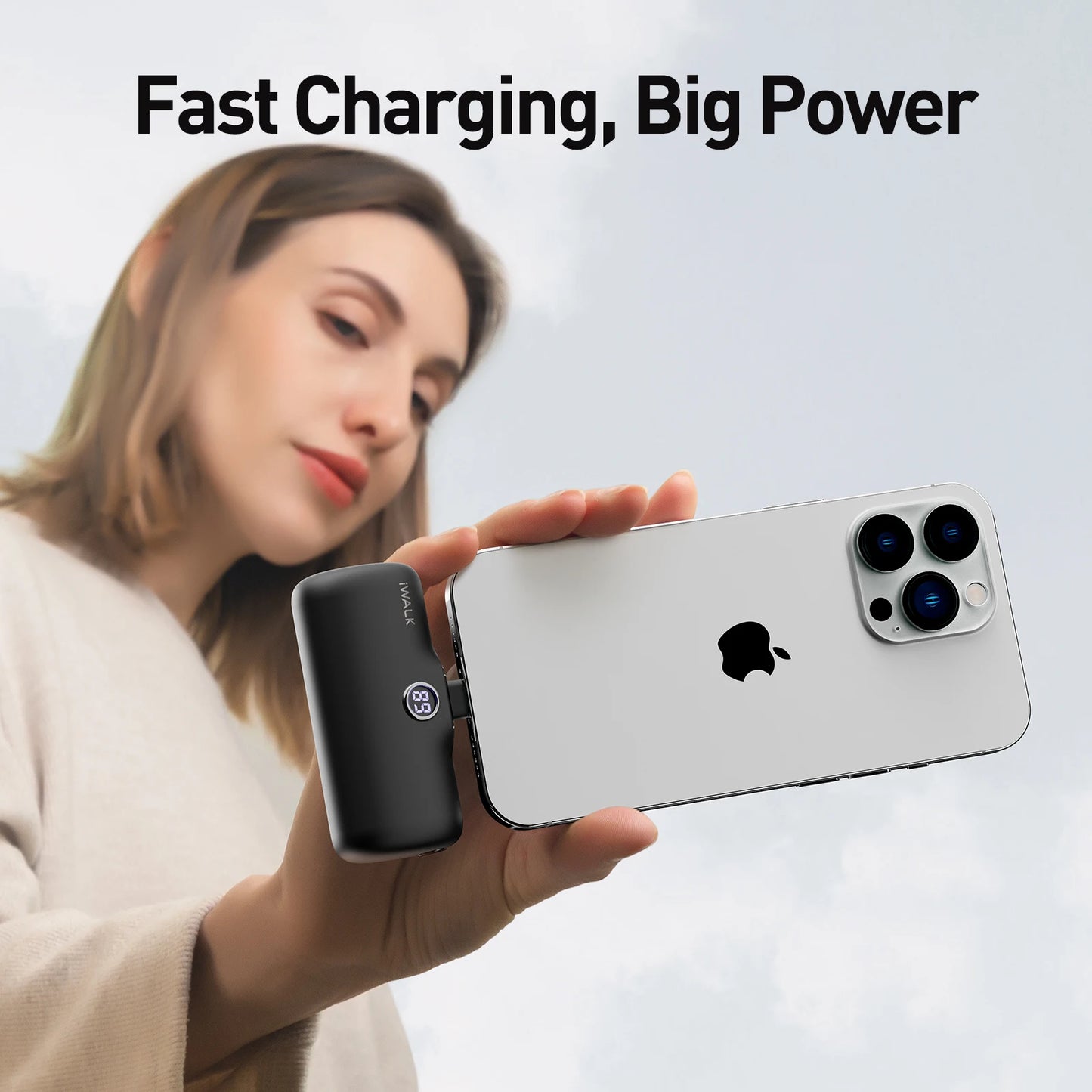 IWALK Power Bank Portátil 4800mAh - Carregador Ultra Mini com Carga Rápida para iPhone e Dispositivos Móveis - Banco de Bateria Externo