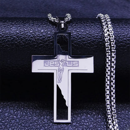 Cruz de Aço Inoxidável – Gargantilha Colar para Homem Banhada a Ouro – Joias Masculinas com Corrente Estilosa (Modelo N1173S02)