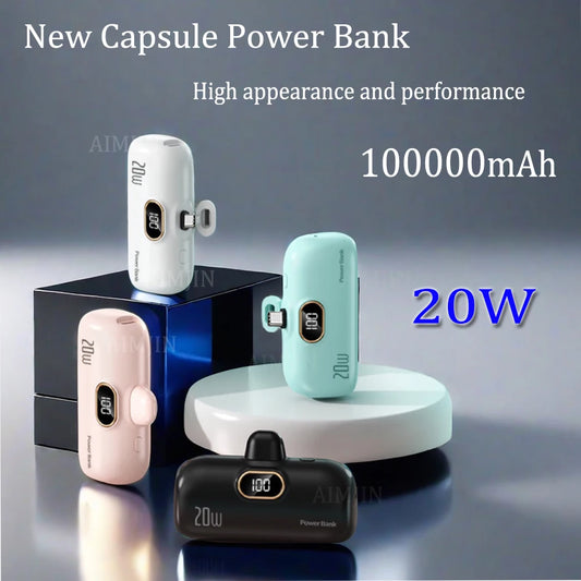 Carregador externo 20W, Mini Portátil 10000mAh - Carga Rápida para iPhone e Smartphones