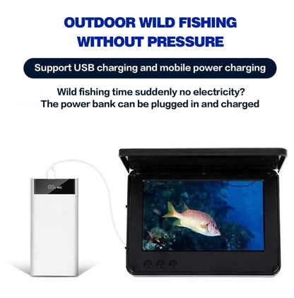 Localizador de peixe portátil, água profunda, 1080P 4,3 polegadas LCD Fish Finder subaquático 220 ° Câmera de pesca com visão noturna.