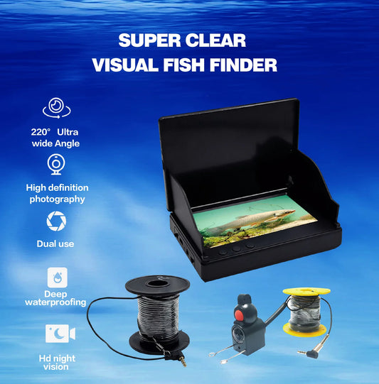 Localizador de peixe portátil, LCD 4,3 polegadas, Câmera 220° com visão noturna.