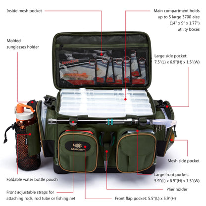 Bolsa de ombro para equipamento de pesca, resistente à água, leve, pacote de armazenamento de equipamentos com fundo duro moldado, capa de chuva
