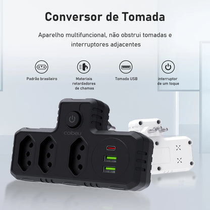 Tomada, plugue, régua de tomadas, tomada USB, tomada de parede, extensão elétrica, ponto de energia, adaptador universal de plugue.