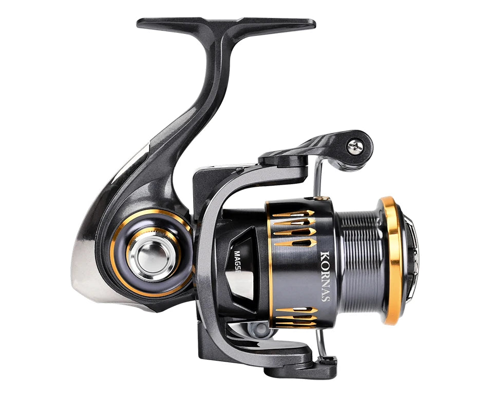 Molinete de pesca livre de ferrugem, rolamento suave 5.2:1, potência máxima 12kg.