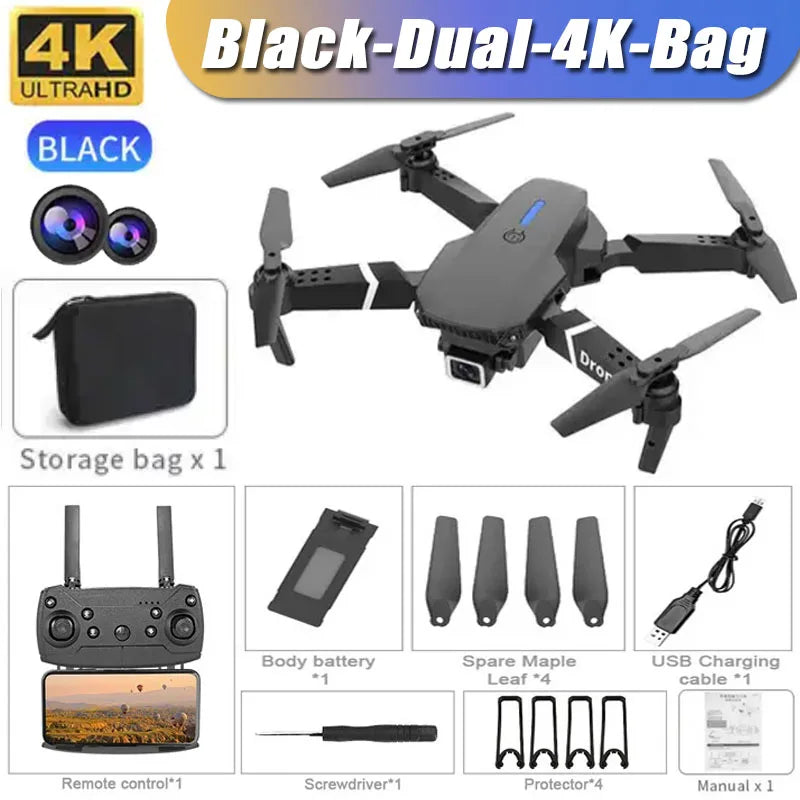 Drone Profissional E88 4K com Câmera HD 1080P, WiFi, FPV, Altura Hold e Design Dobrável