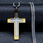 Cruz de Aço Inoxidável – Gargantilha Colar para Homem Banhada a Ouro – Joias Masculinas com Corrente Estilosa (Modelo N1173S02)