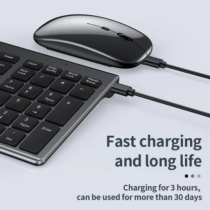 Conjunto de Teclado e Mouse Slim, Bluetooth Recarregáveis para notebook e Computador, Teclado e Mouse Sem Fio USB 2.4G.