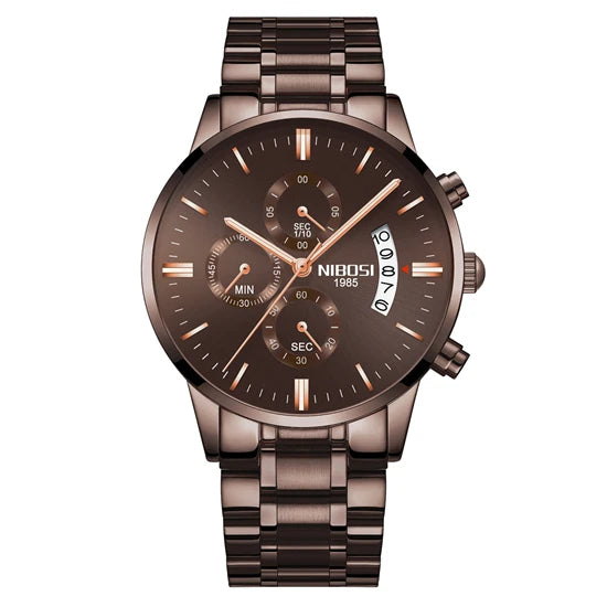 Nibosi relógios masculinos de luxo marca superior relogio masculino famoso moda casual vestido relógio militar quartzo relógios pulso saat