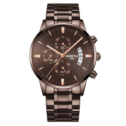 Nibosi relógios masculinos de luxo marca superior relogio masculino famoso moda casual vestido relógio militar quartzo relógios pulso saat