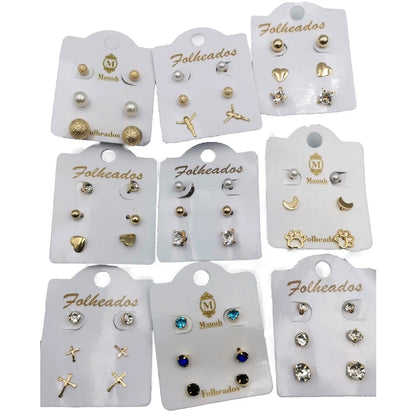 Kit 36 Pares Brincos pequenos Folheado