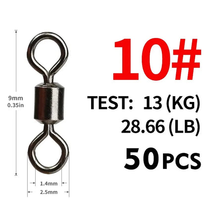 Girador para Pesca, aço inoxidável, conector sólido, 50Pcs.