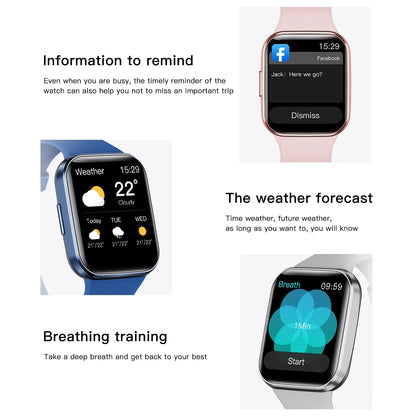 Relógio Inteligente de Luxo 2024 para Homens e Mulheres - Monitor de Fitness - À Prova d'Água - Pulseira Esportiva Estilosa - Compatível com IOS e Android