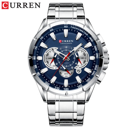Relógio Masculino Curren 8363 - Aço Inoxidável, Luxuoso e Multifuncional com Movimento Quartzo