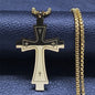 Cruz de Aço Inoxidável – Gargantilha Colar para Homem Banhada a Ouro – Joias Masculinas com Corrente Estilosa (Modelo N1173S02)