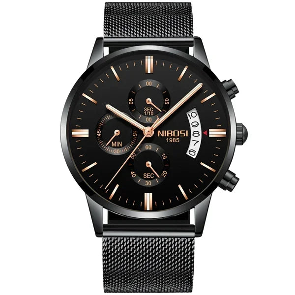 Relógio Masculino NIBOSI de Luxo - Marca Superior, Estilo Militar e Movimento Quartzo