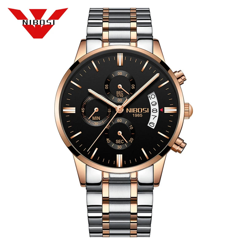 Nibosi relógios masculinos de luxo marca superior relogio masculino famoso moda casual vestido relógio militar quartzo relógios pulso saat