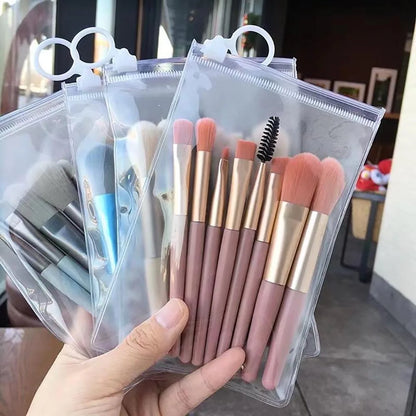 Kit c/ 8 Pincéis de Maquiagem com Estojo Transparente