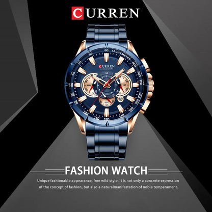 Relógio Masculino Curren 8363 - Aço Inoxidável, Luxuoso e Multifuncional com Movimento Quartzo