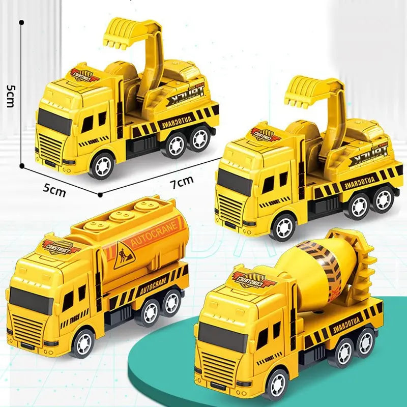 4 Carros Educativos - Brinquedo Infantil - Modelo de Veículo de Engenharia - Quatro Mini Carros.