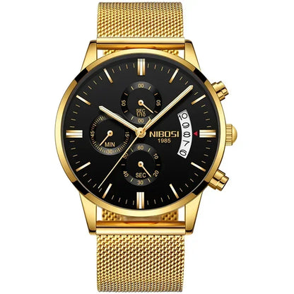 Relógio Masculino NIBOSI de Luxo - Marca Superior, Estilo Militar e Movimento Quartzo