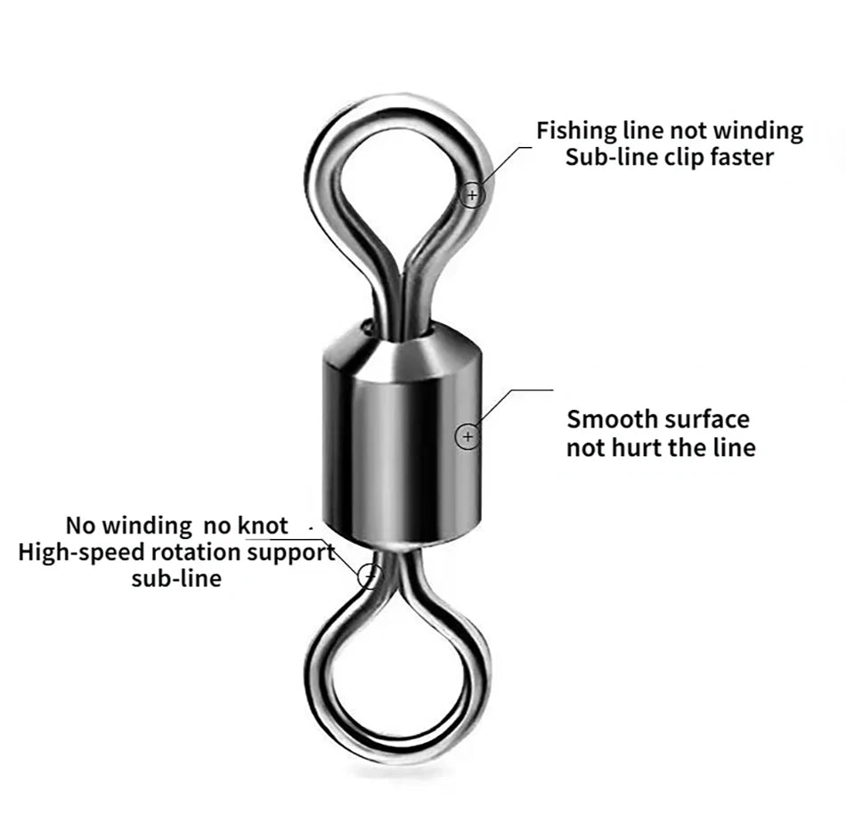 Girador para Pesca, aço inoxidável, conector sólido, 50Pcs.