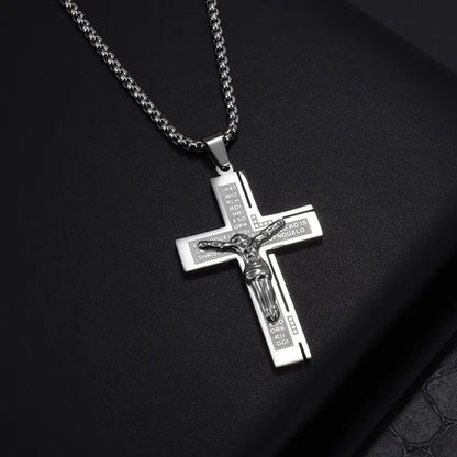 Colar Criativo com Pingente de Cruz de Jesus Cristo – Design Religioso Simples e Elegante para Homens e Mulheres