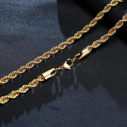 Colar Delicado de Corrente de Corda Dourada Vnox – Elegância para Mulheres e Homens