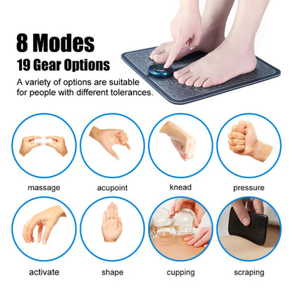 Tapete Massageador Elétrico Para Pés, Fisioterapia Relaxamento Muscular de Pés Recarregável