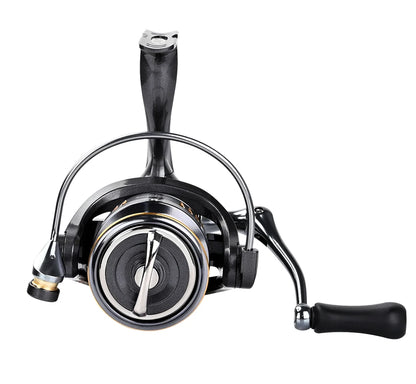 Molinete de pesca livre de ferrugem, rolamento suave 5.2:1, potência máxima 12kg.