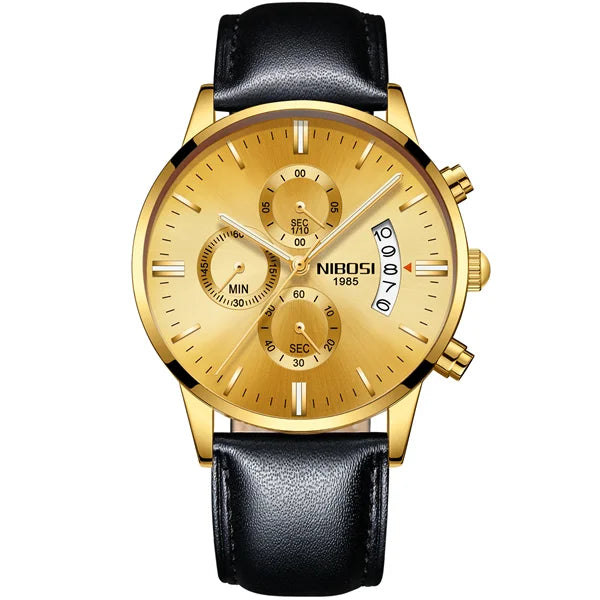 Relógio Masculino NIBOSI de Luxo - Marca Superior, Estilo Militar e Movimento Quartzo