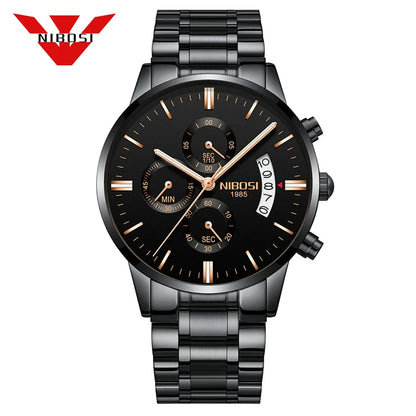 Nibosi relógios masculinos de luxo marca superior relogio masculino famoso moda casual vestido relógio militar quartzo relógios pulso saat