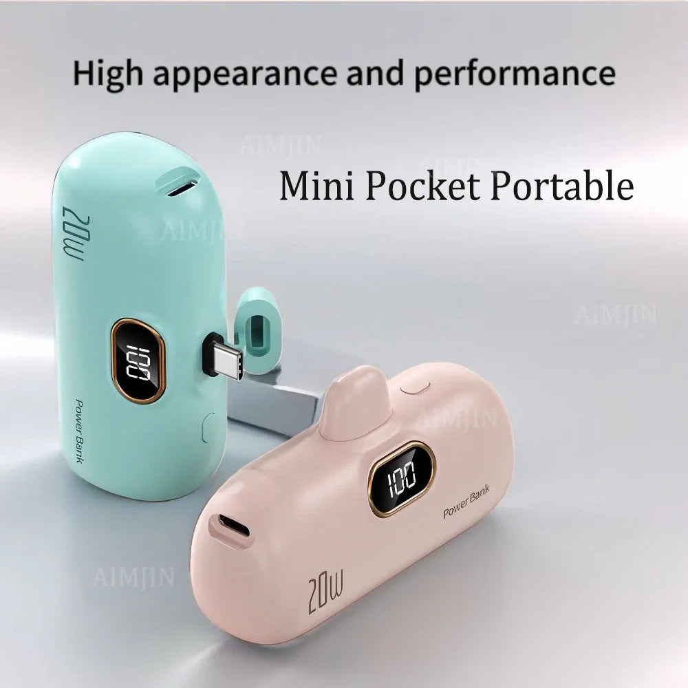 Carregador externo 20W, Mini Portátil 10000mAh - Carga Rápida para iPhone e Smartphones