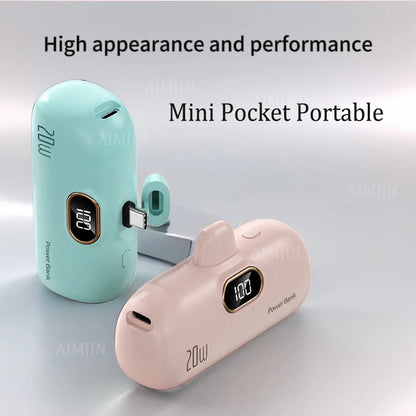 Carregador externo 20W, Mini Portátil 10000mAh - Carga Rápida para iPhone e Smartphones