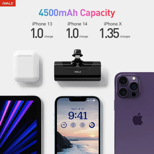 Powerbank iWALK 4500 mAh - Carga Rápida e Compacta para iPhone e Smartphones