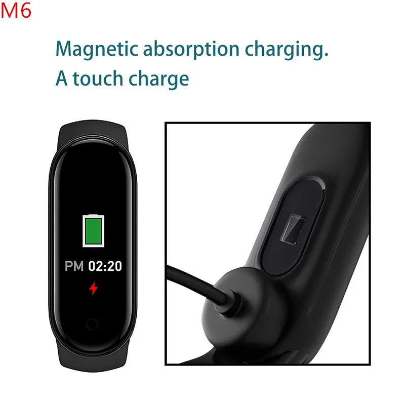 Pulseira Inteligente M6 Smomen para Fitness - Monitor de Frequência Cardíaca e Pressão Arterial - À Prova d'Água - Compatível com Mi Band 6 - Ideal para Homens e Mulheres