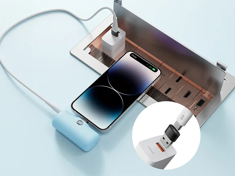 IWALK Power Bank Portátil 4800mAh - Carregador Ultra Mini com Carga Rápida para iPhone e Dispositivos Móveis - Banco de Bateria Externo