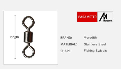 Girador para Pesca, aço inoxidável, conector sólido, 50Pcs.