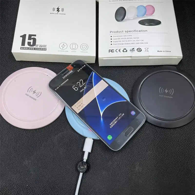Carregador Wireless 15W Qi Indução Rápida para iPhone 12/11 Pro, Xs Max, Samsung e Xiaomi